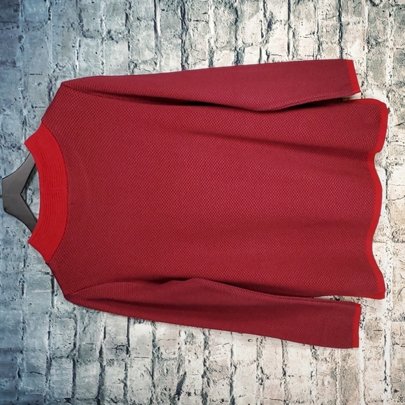 Skovhuus | Cozy Micro Check Indie Artsy Red Minimalist Pullover Sweater - Picture 8 of 10